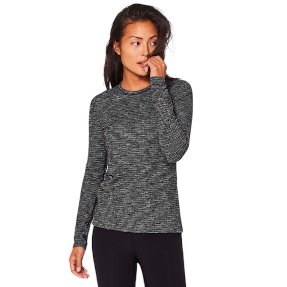 Lululemon Kitsilano Long Sleeve Top in Coco Pique Black White Size 4